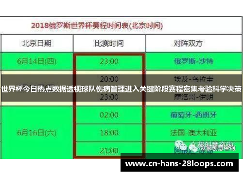 世界杯今日热点数据透视球队伤病管理进入关键阶段赛程密集考验科学决策